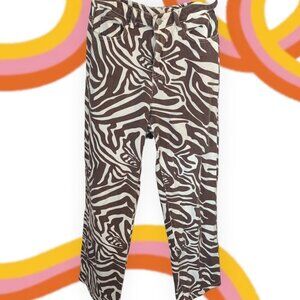 Shein Brown & Cream Zebra Bootcut Jean Pant Size Extra Small